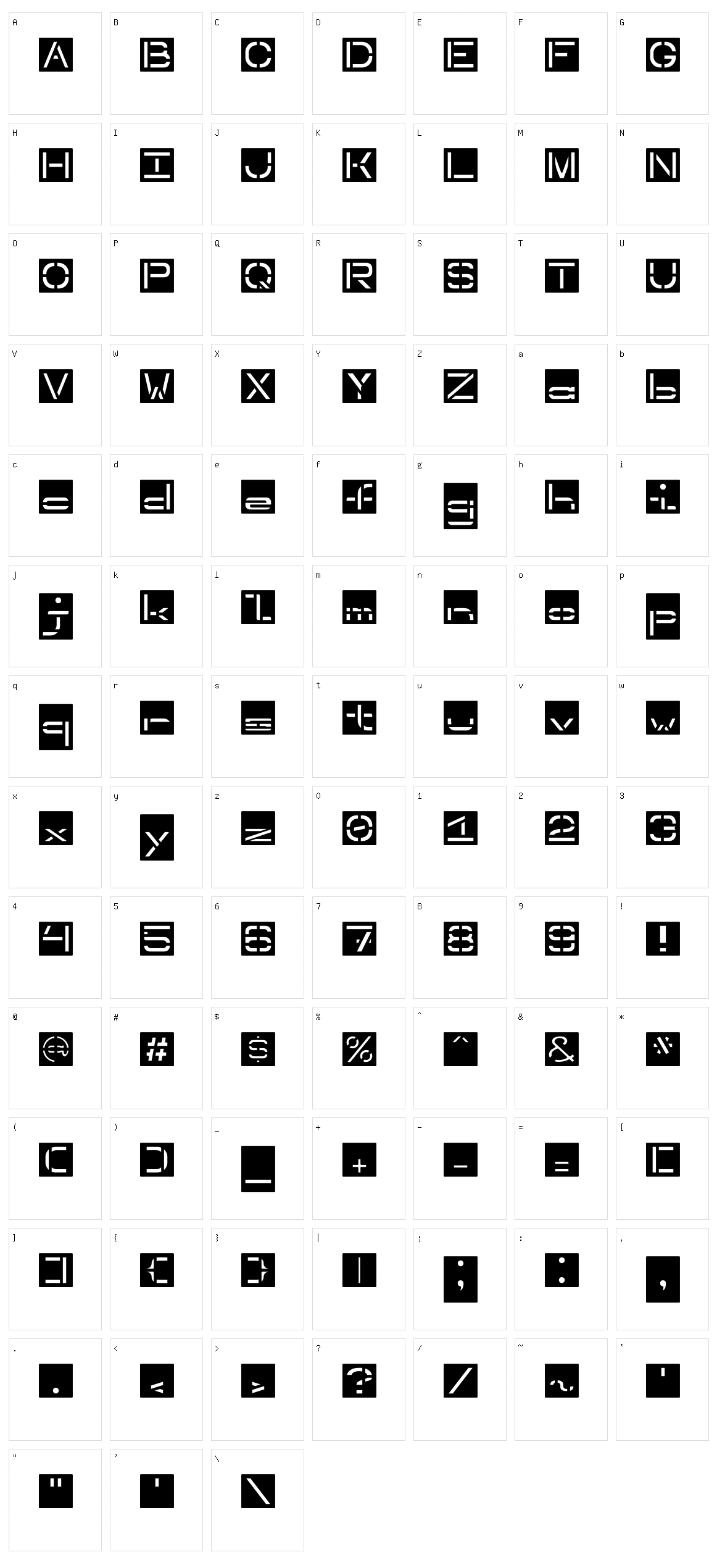 Inverted Stencil Character Set