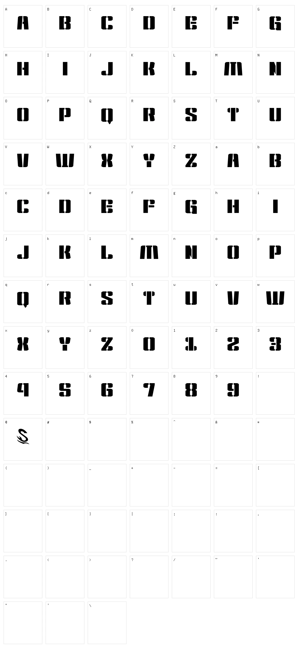 Kensuco Stencil G Character Set