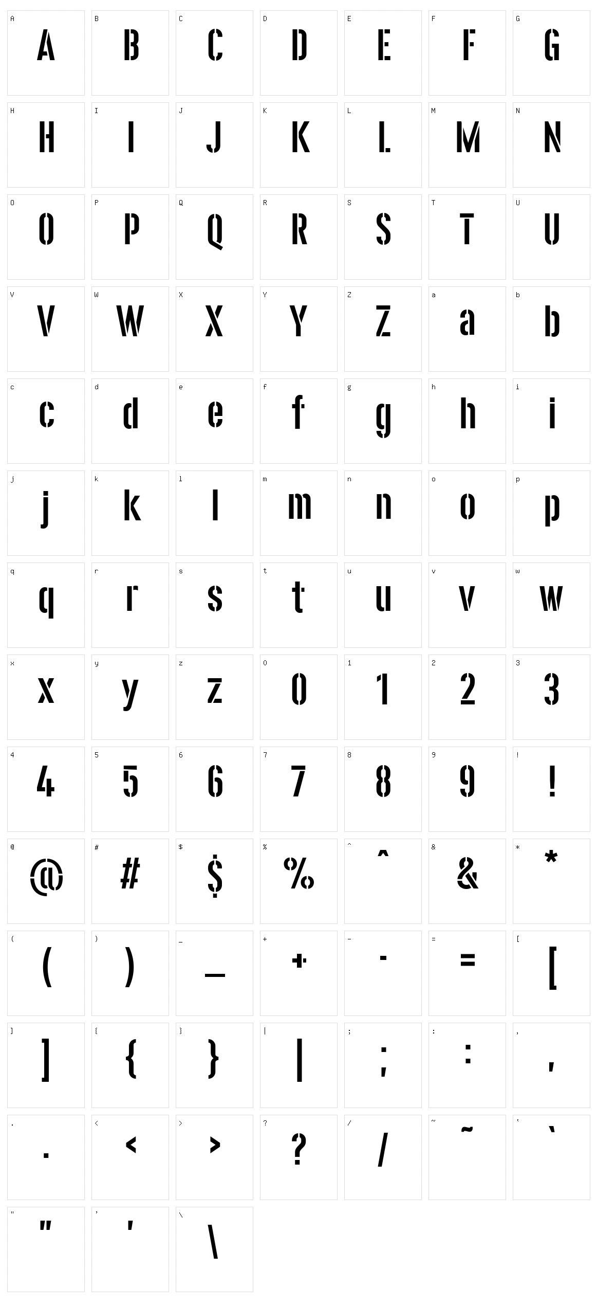 Legal Vandal Stencil Character Set