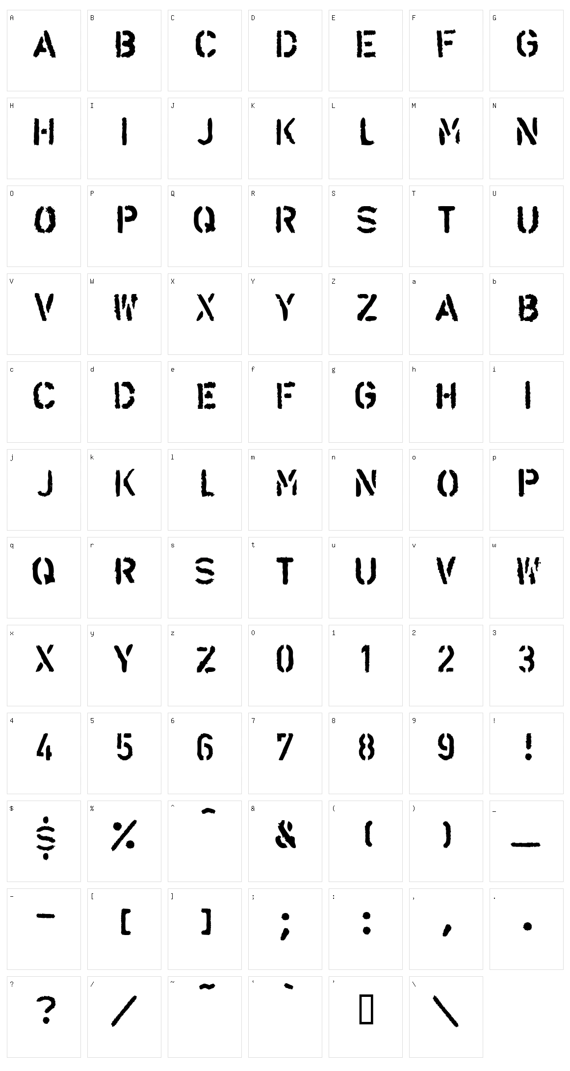 LL Alarm Character Set