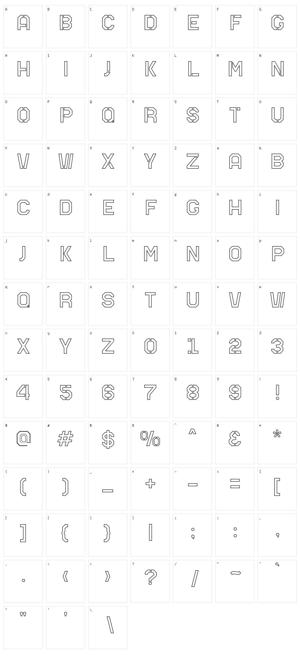 Mars Outline Character Set