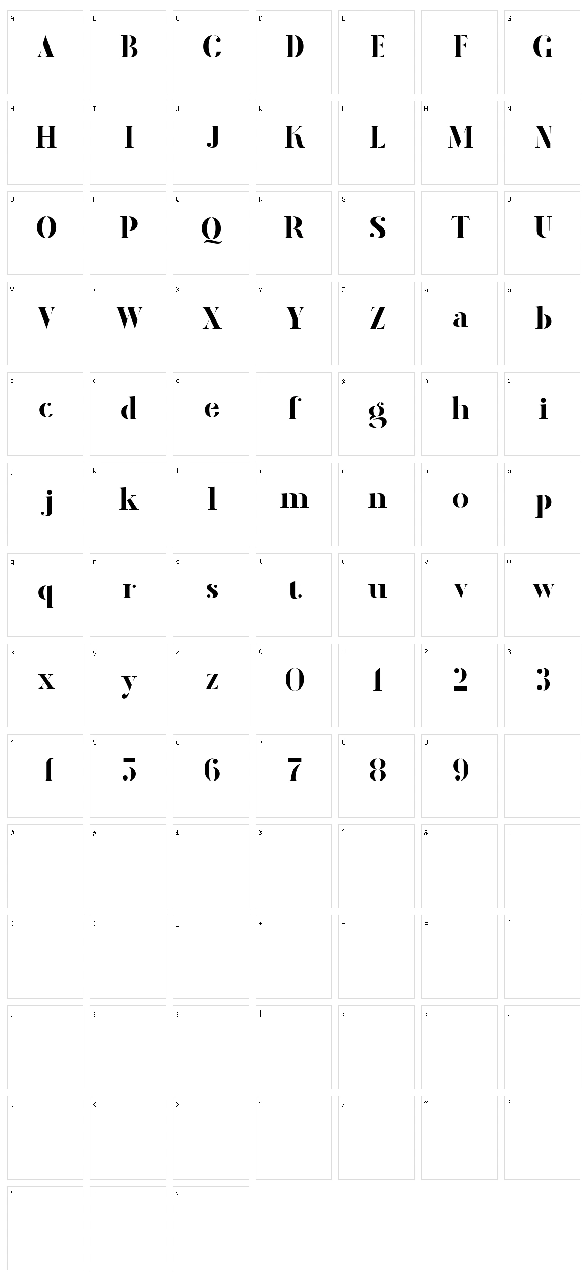 Marvello Character Set