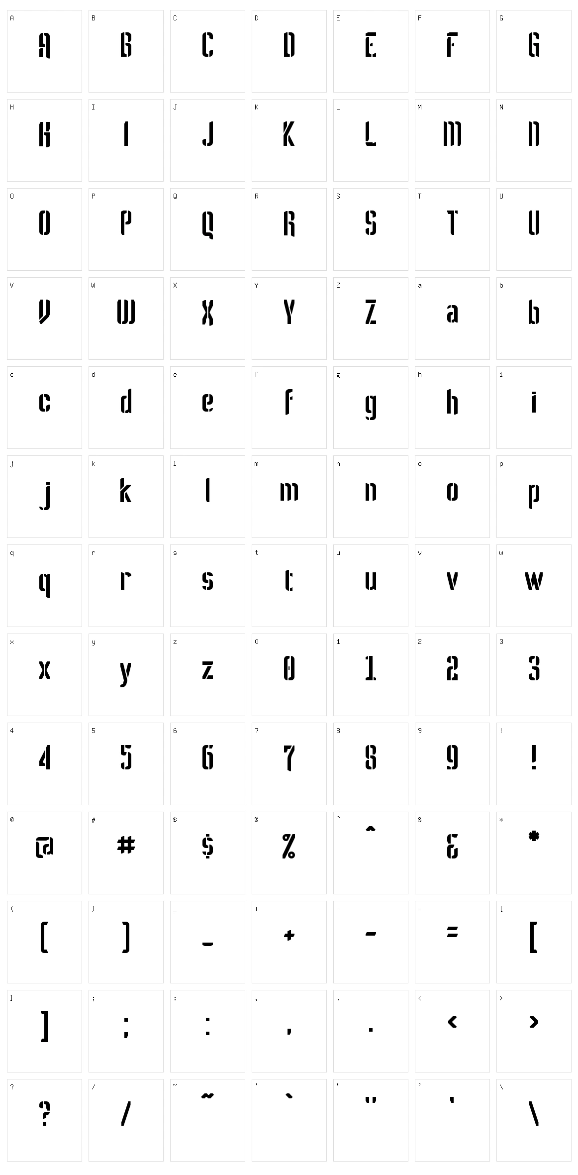 Melbylon Character Set