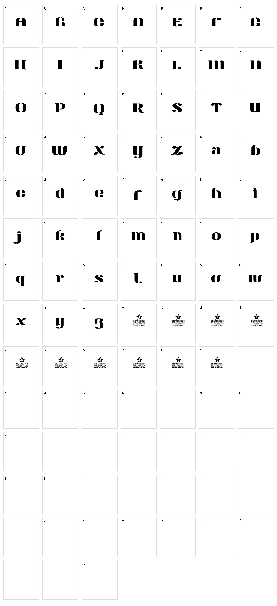 Modern Stencil Character Set
