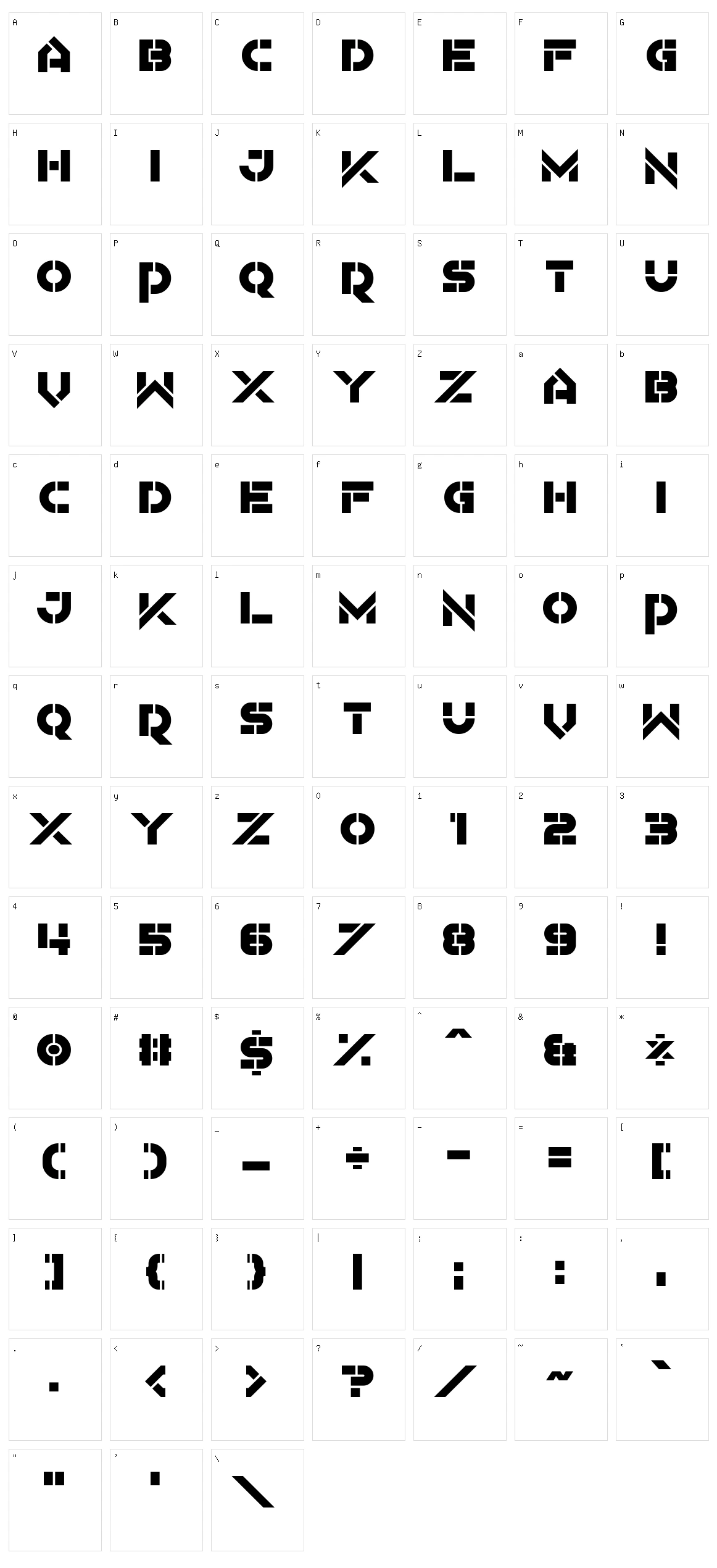 Mothercode Character Set