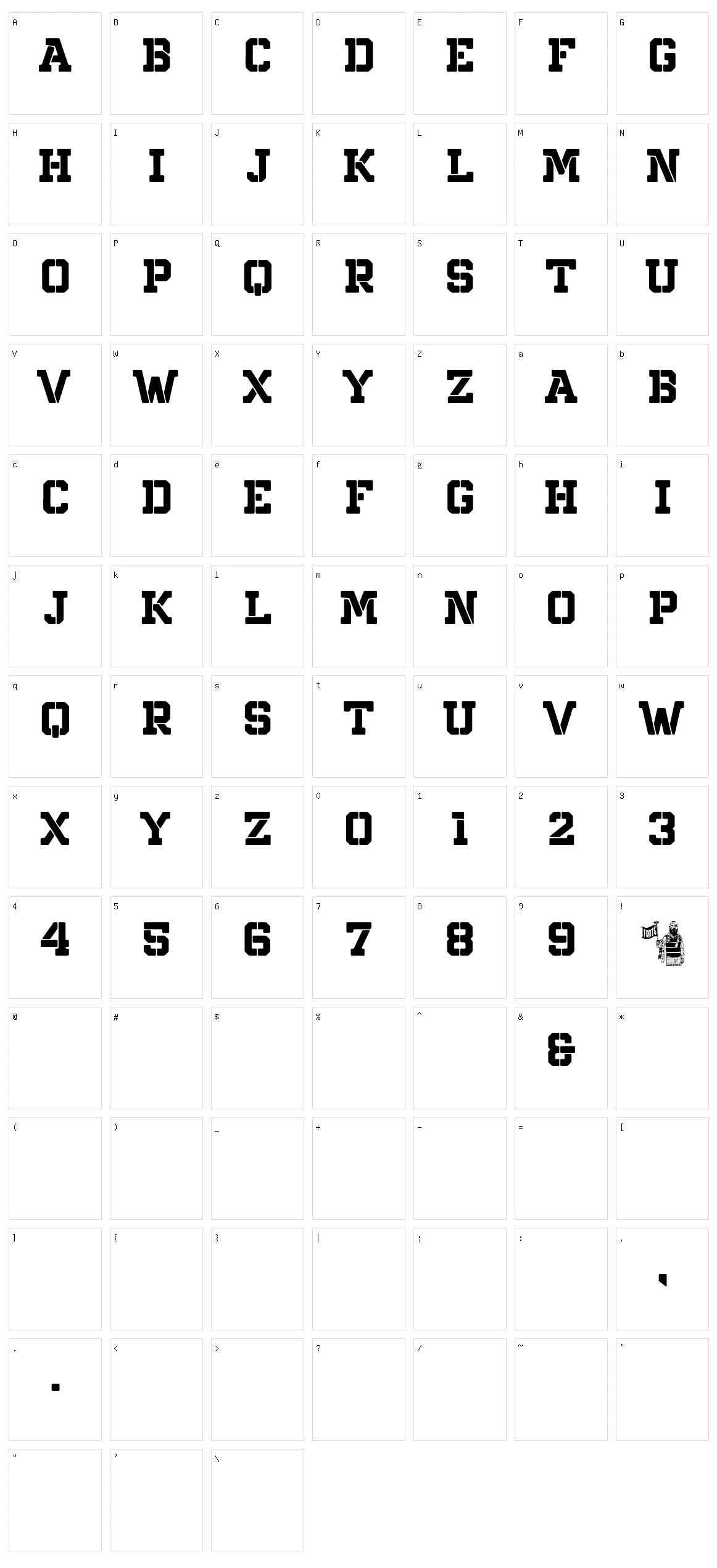 Northern Army Character Set