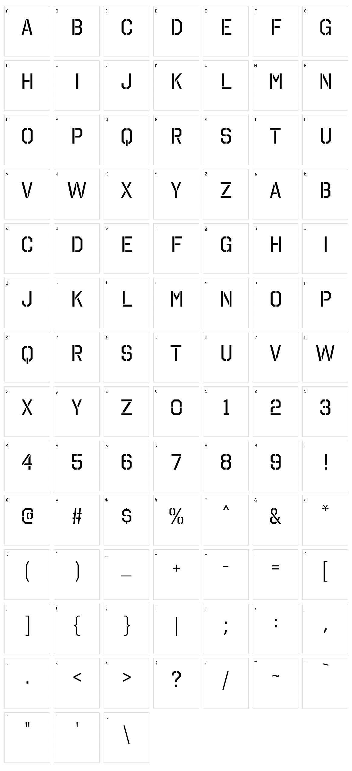 Octin Stencil Free Character Set