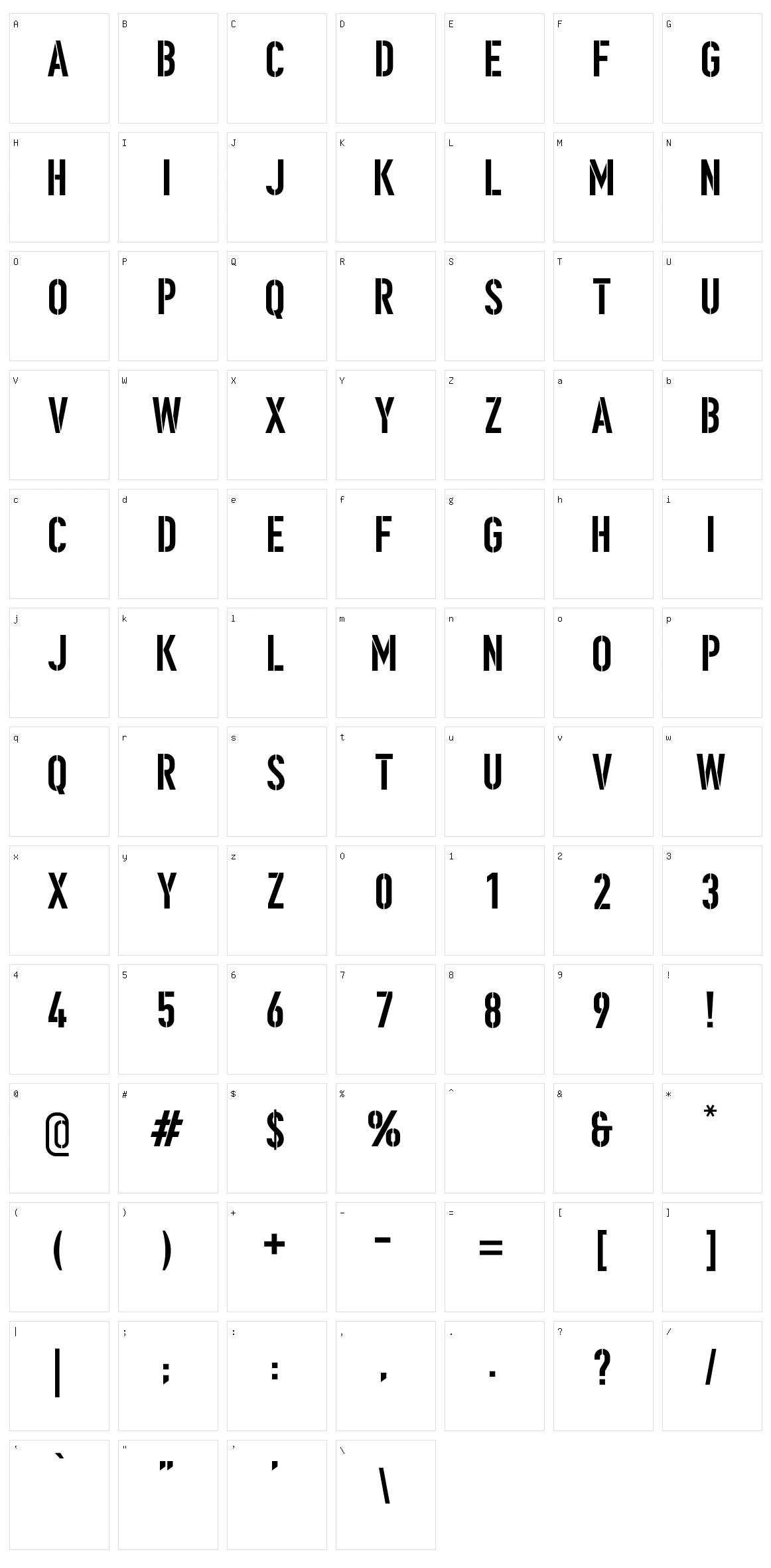 Ombudsman Stencil Character Set