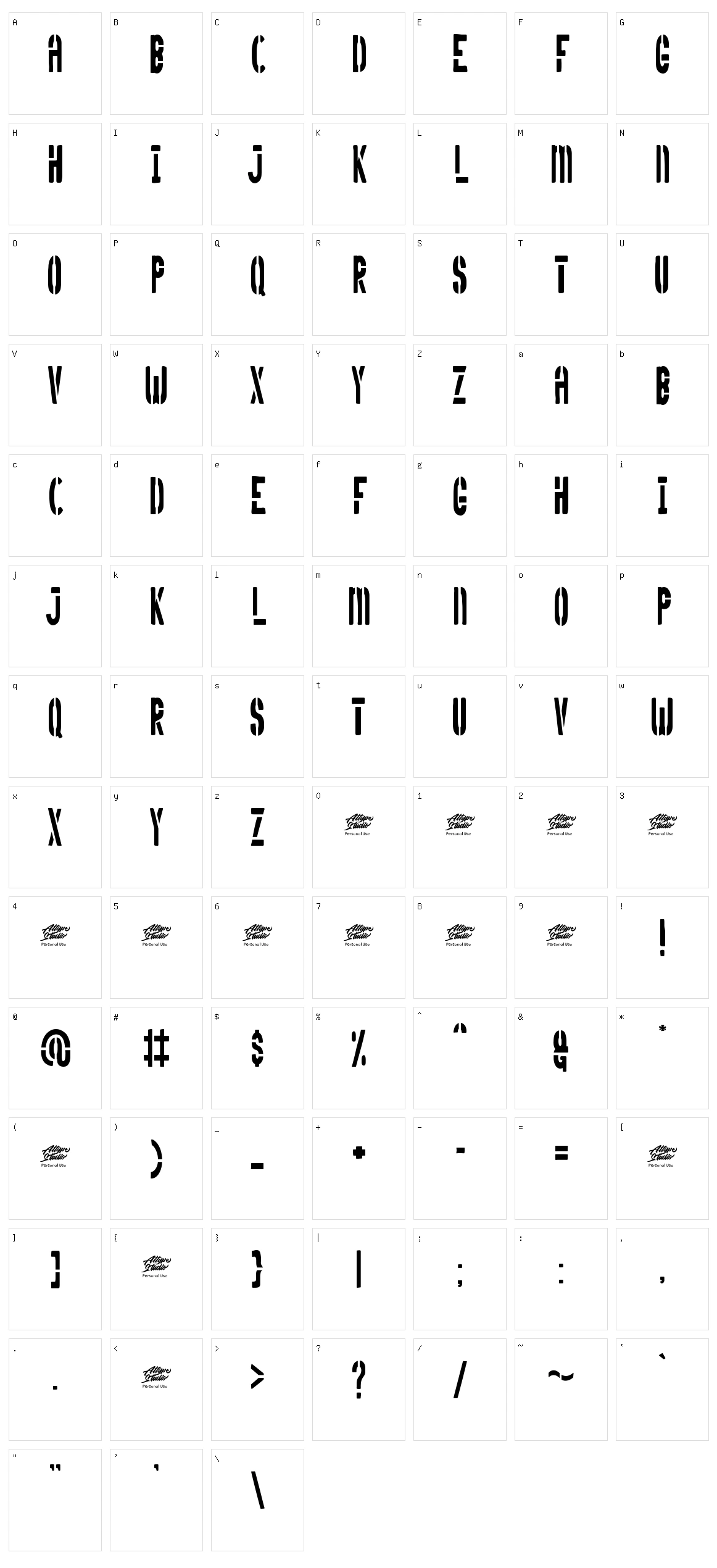 Orange Baroon Display Character Set