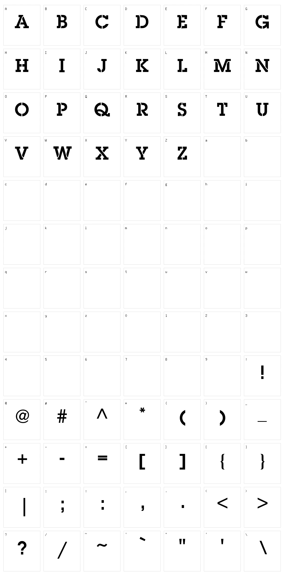 Pack'In Character Set