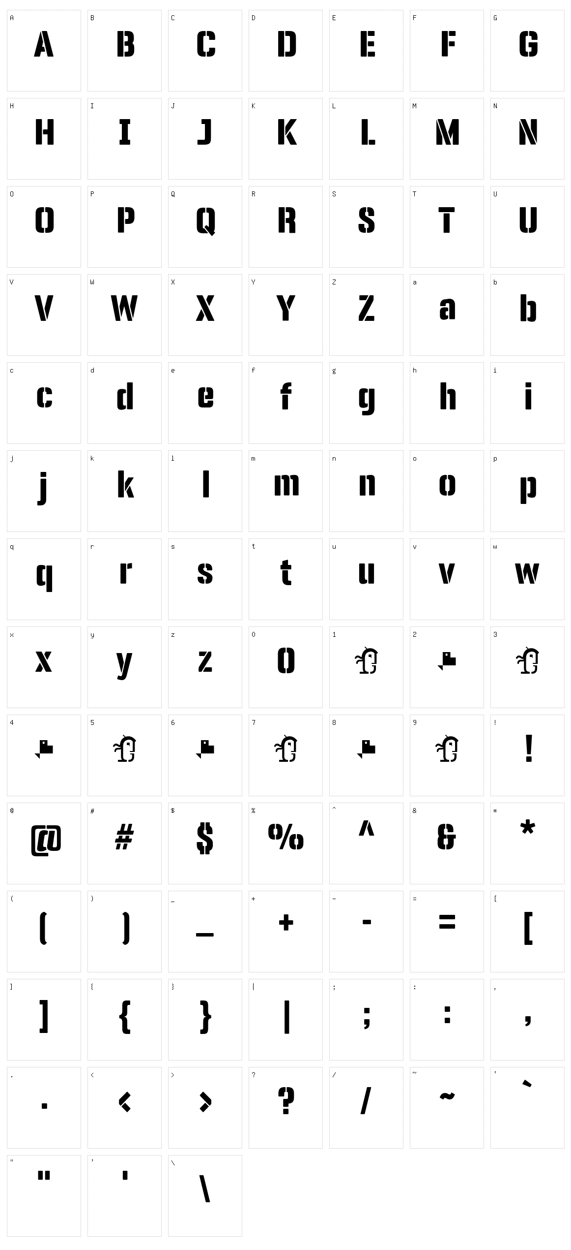 Panfleta Stencil Character Set