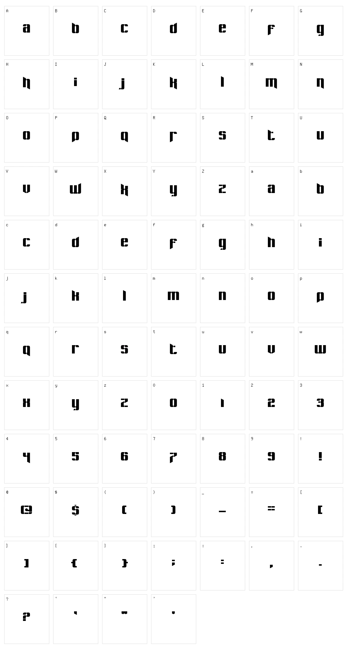 Pastcorps Character Set