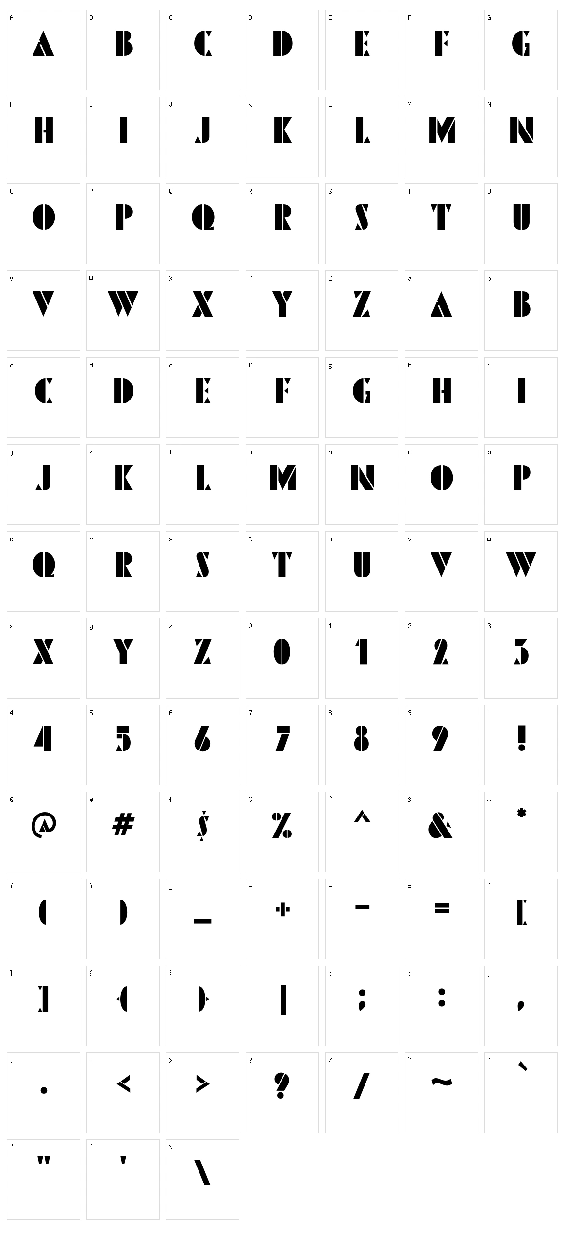 Pinmold Character Set