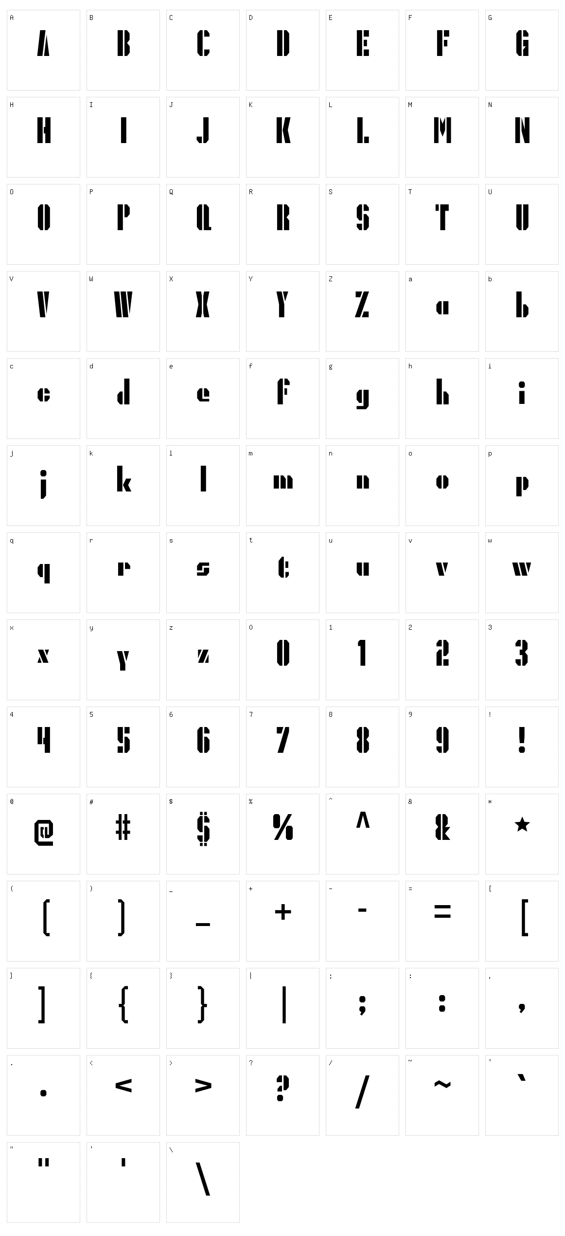 President Gas Character Set