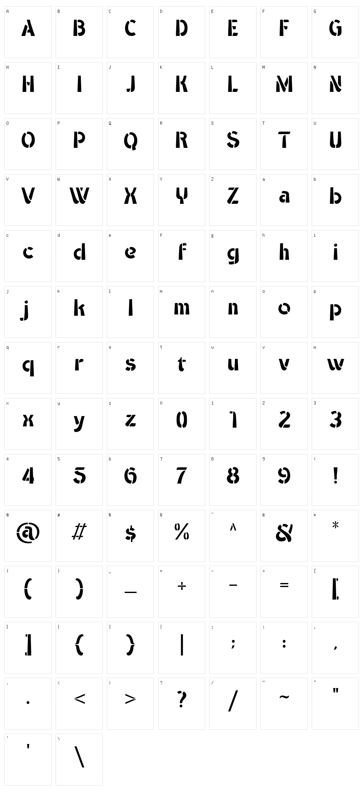 Qawine Again Character Set