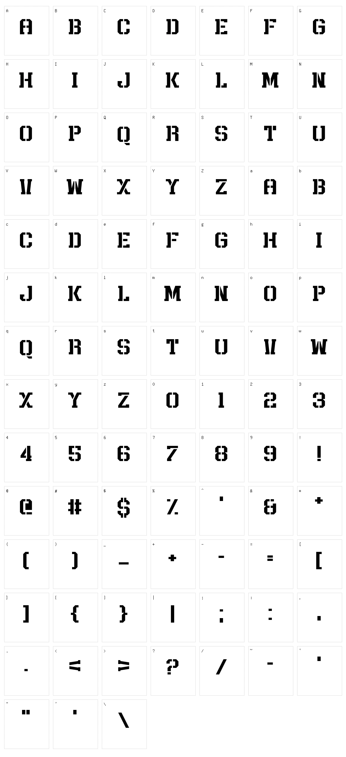 Rush Rush Character Set