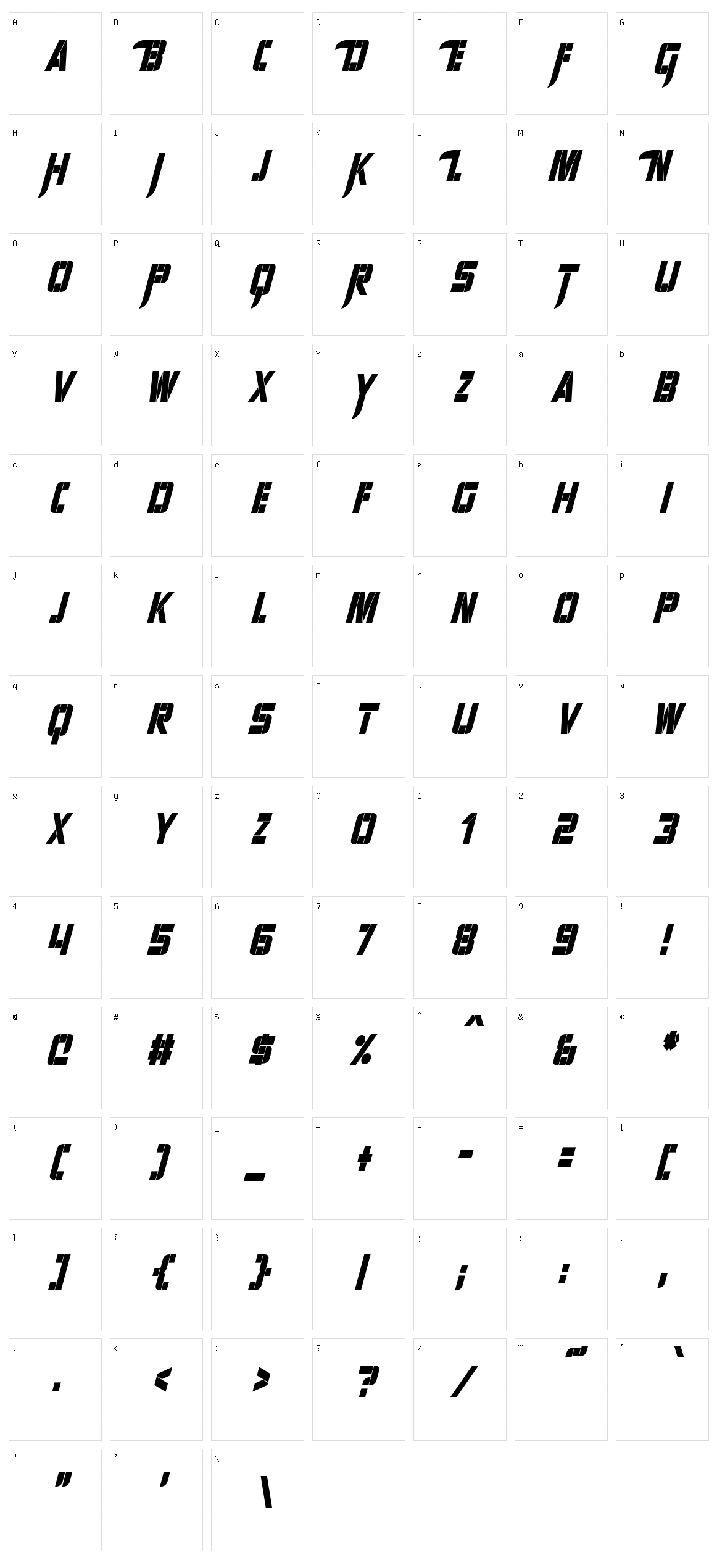 Sharp Avienne Character Set