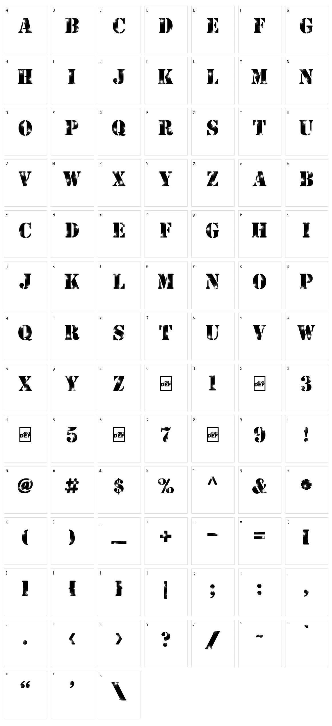 Shattered Character Set