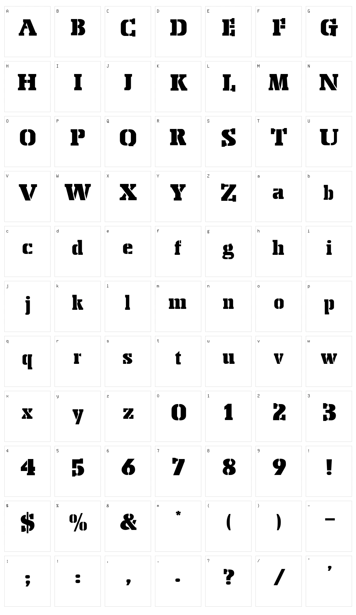 Stencil Export Character Set