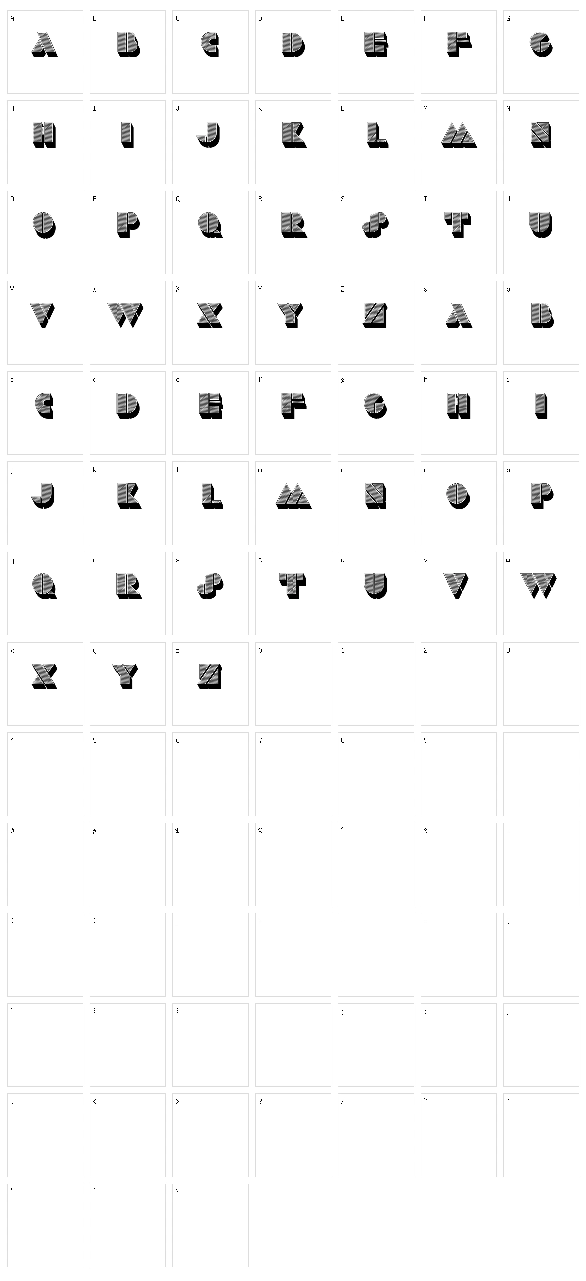 Stencil Extruded Character Set