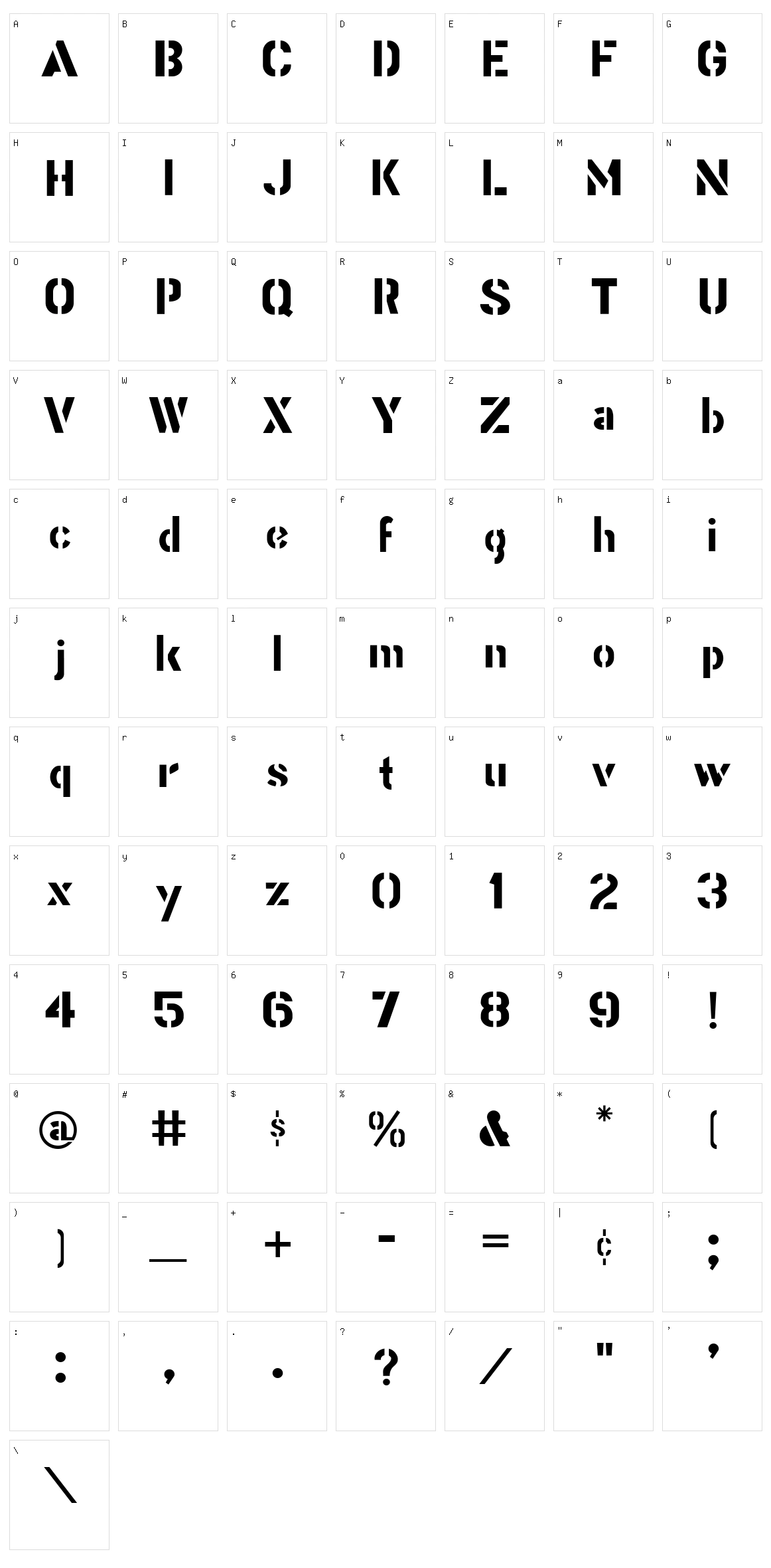 Stencil Gothic Character Set