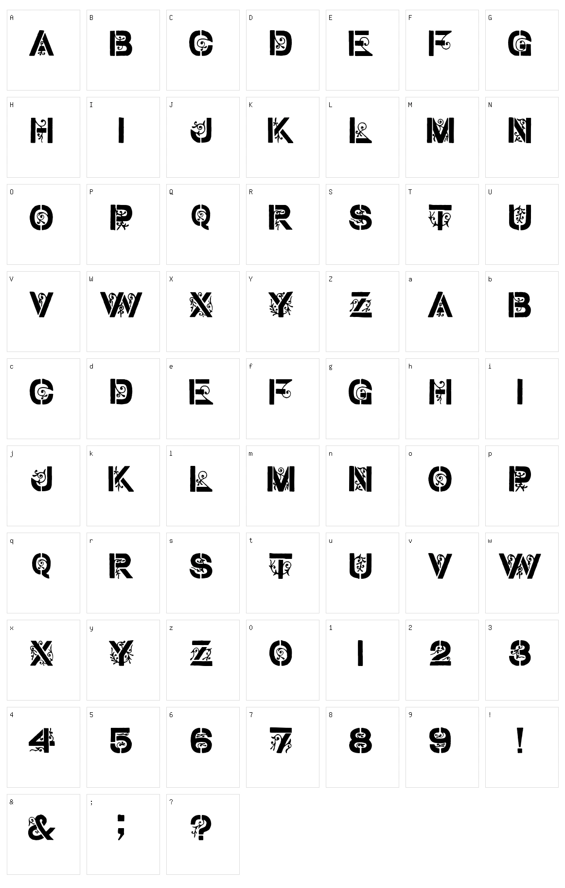 Stencil Gothic Character Set