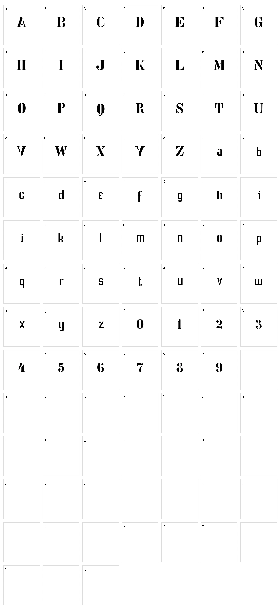 Stencil Intellecta Character Set