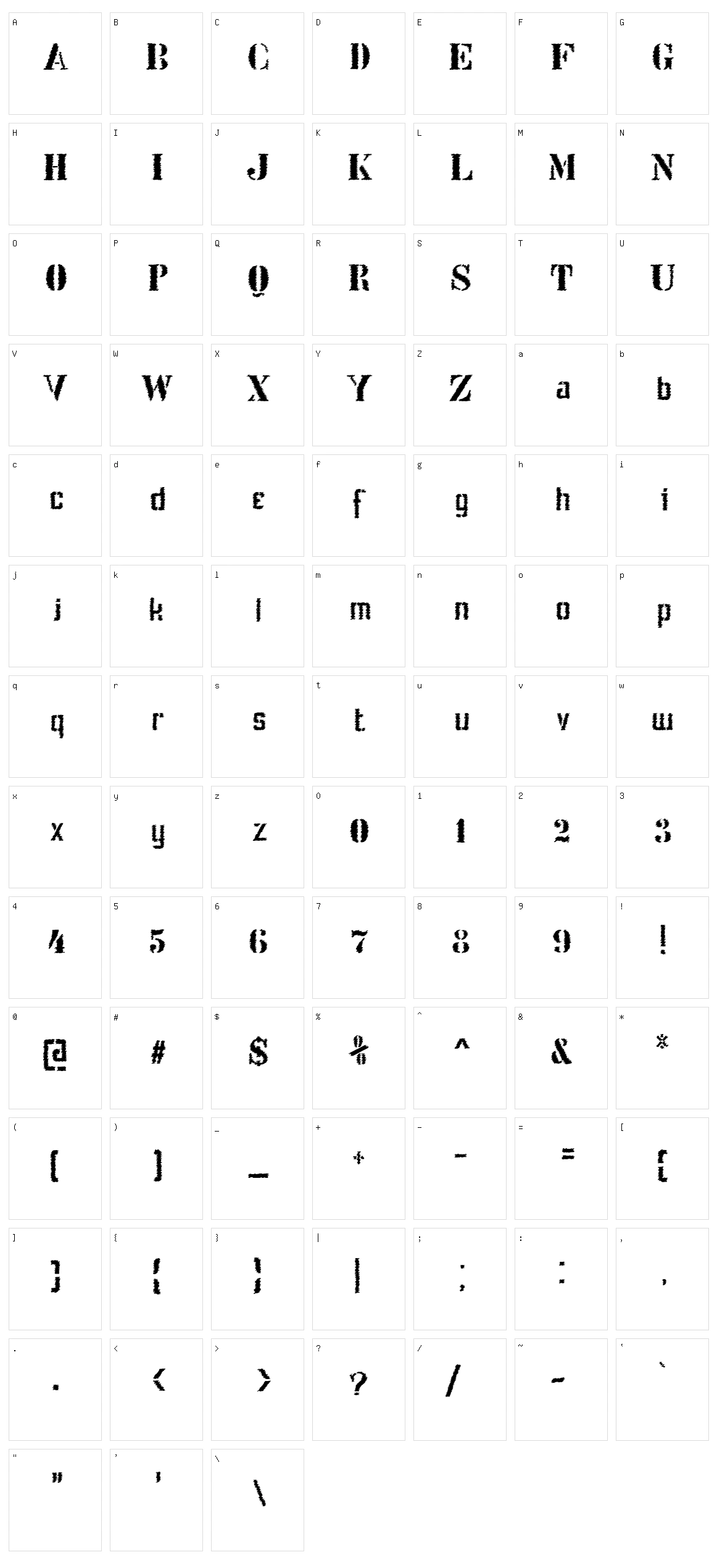 Stencil Intellecta Trash Character Set