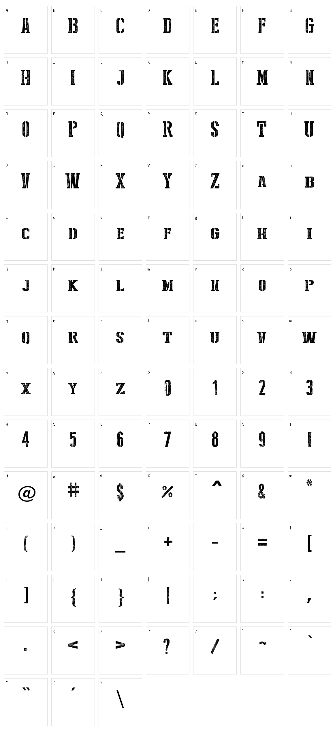 Stencil Style New Character Set