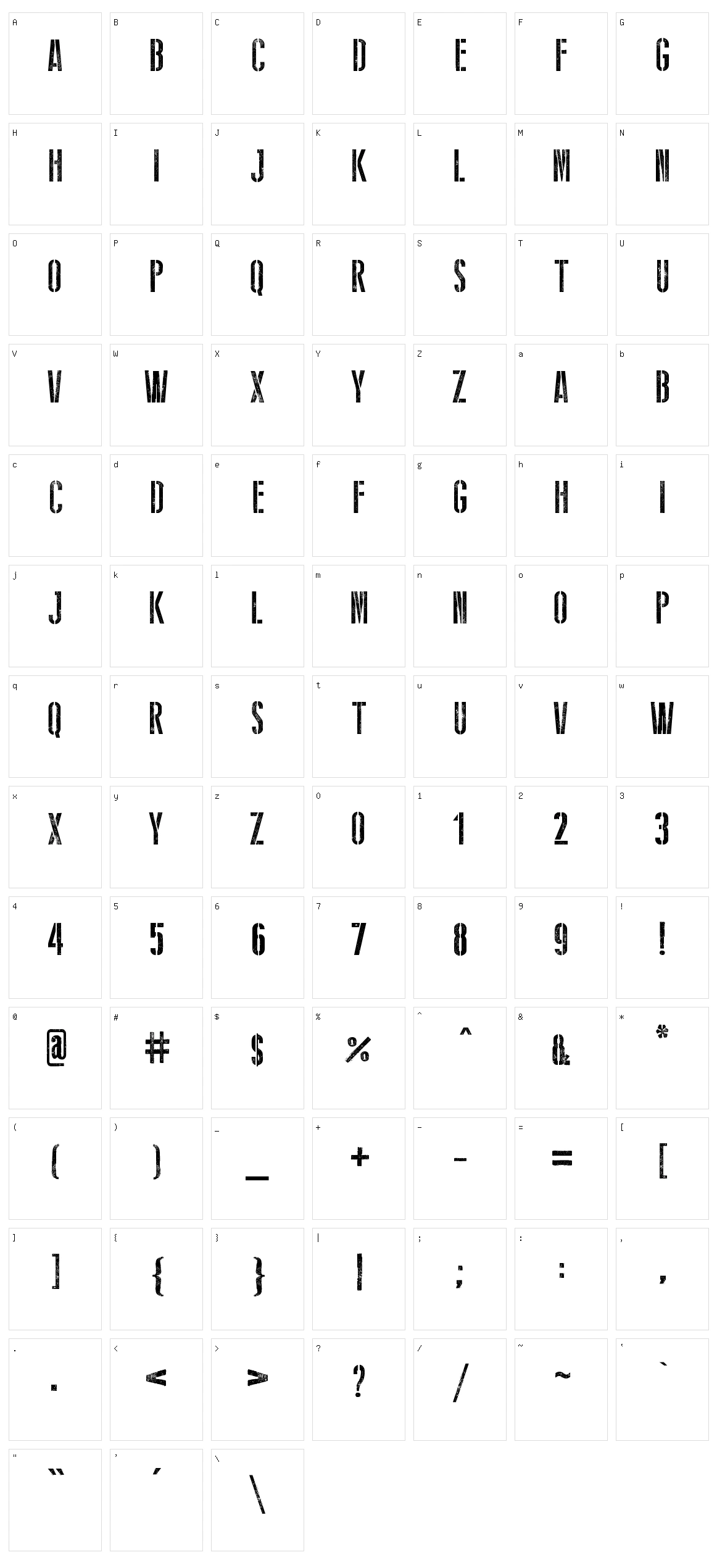 Stencil WW II Character Set