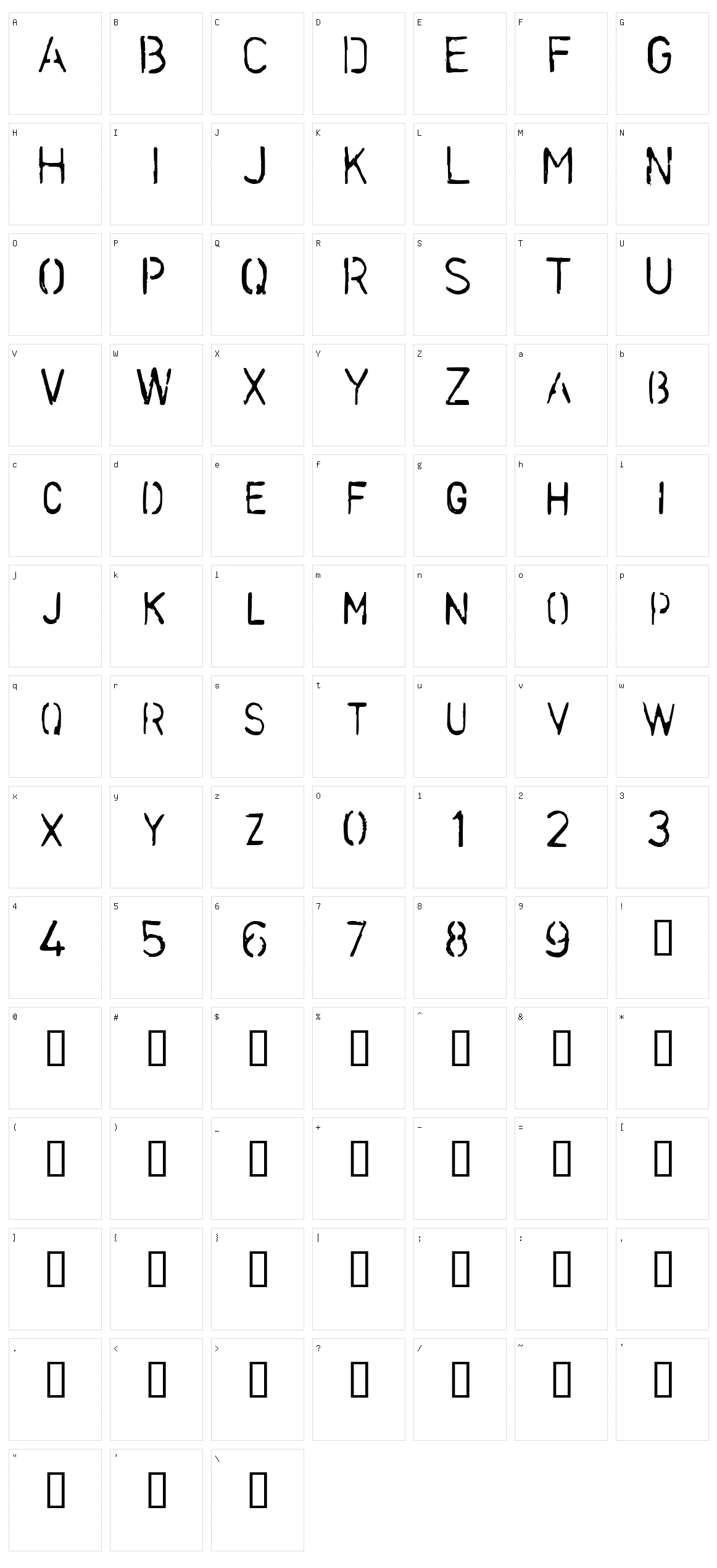 Stencilcase Character Set