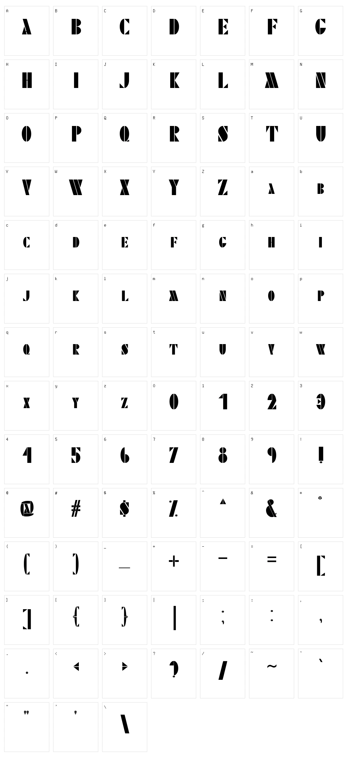 Stencilitis Character Set