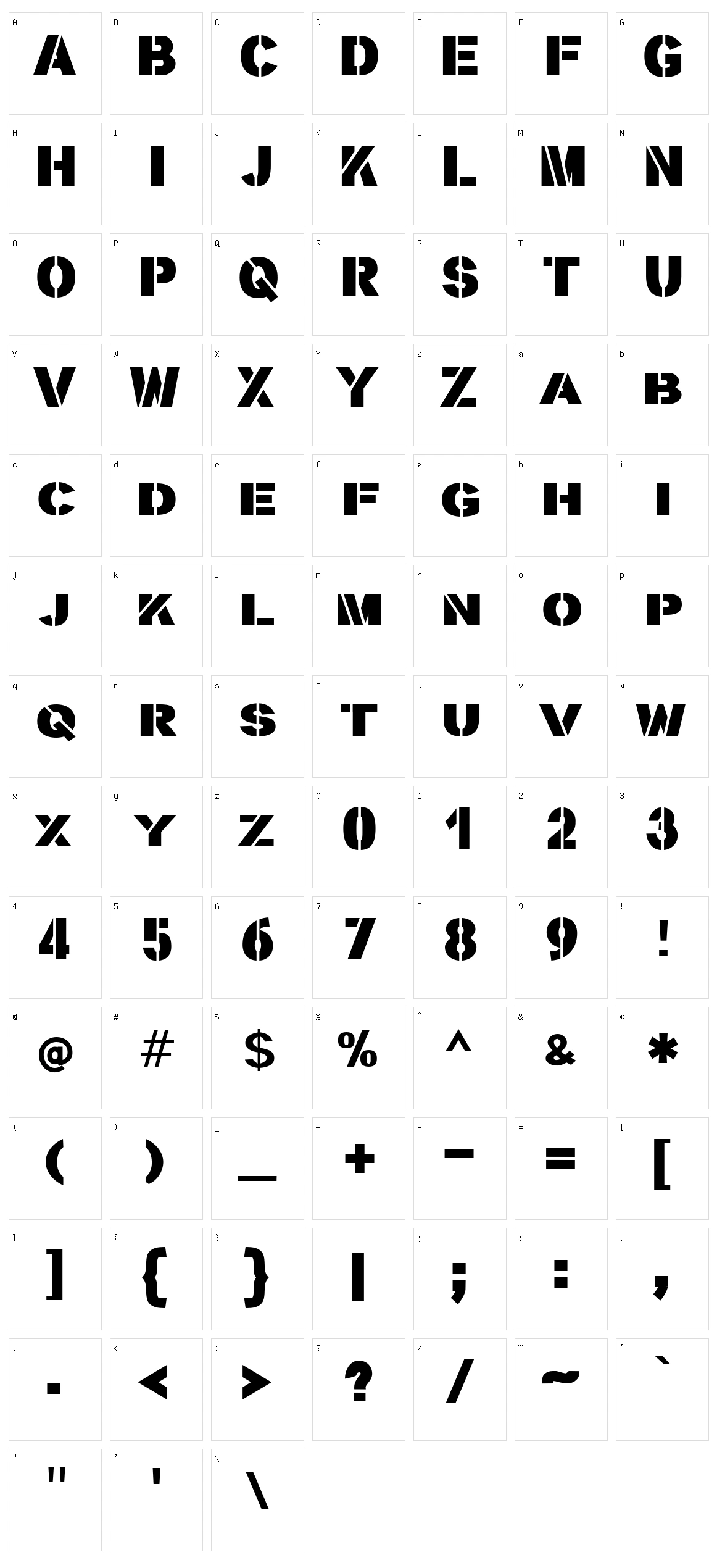 Stencilla Character Set