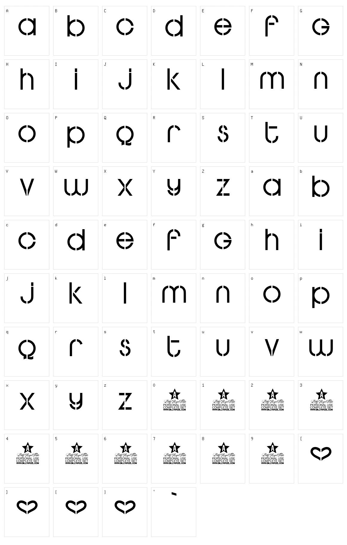 Stencilove Character Set