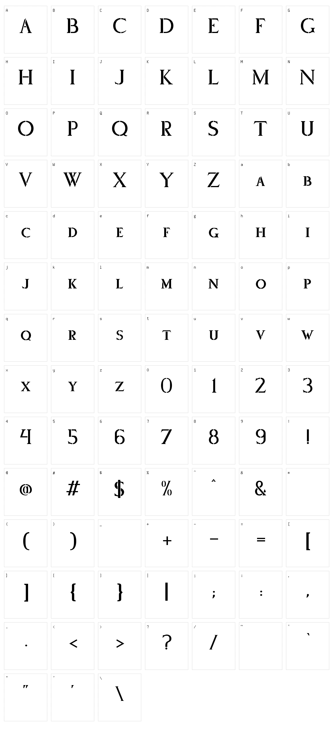 Stencilum Character Set