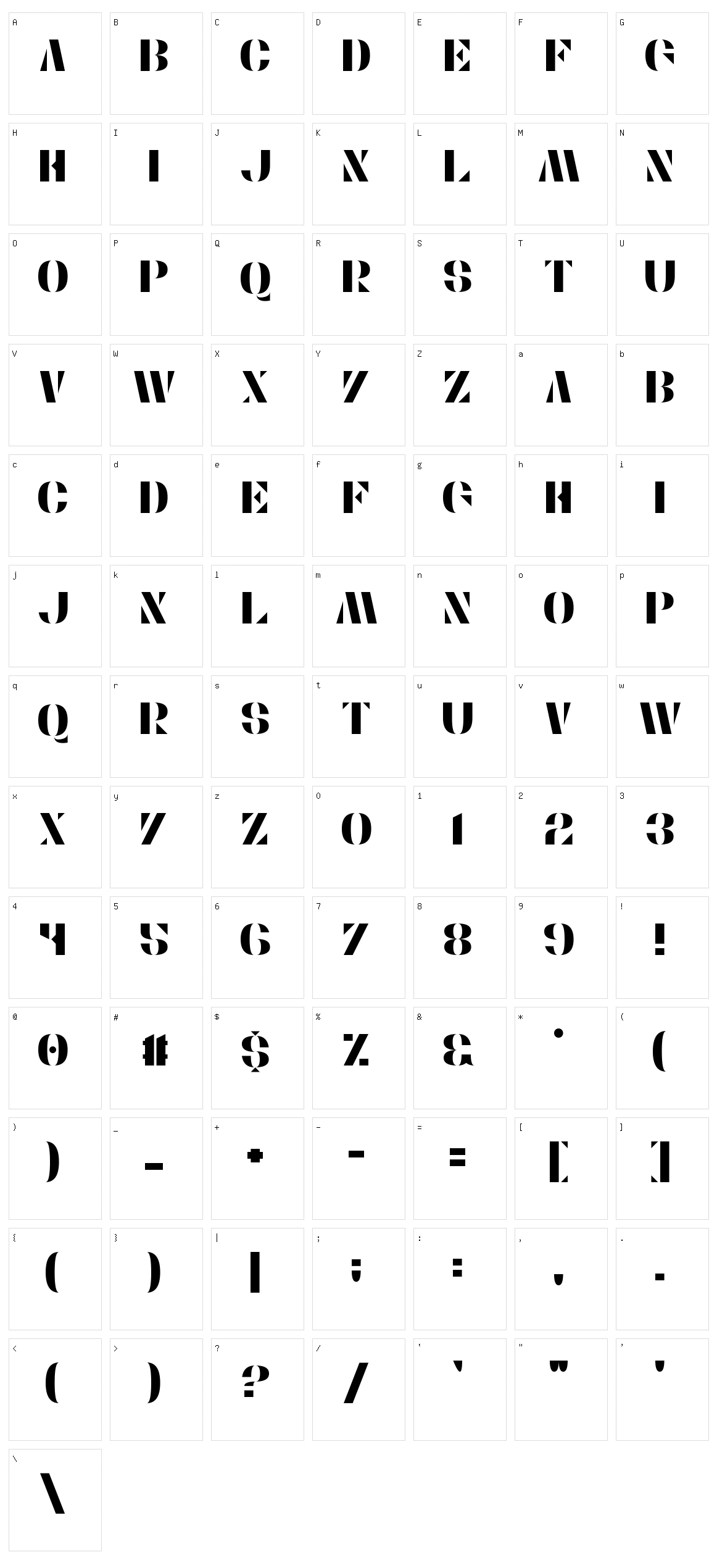 Stencylette Character Set