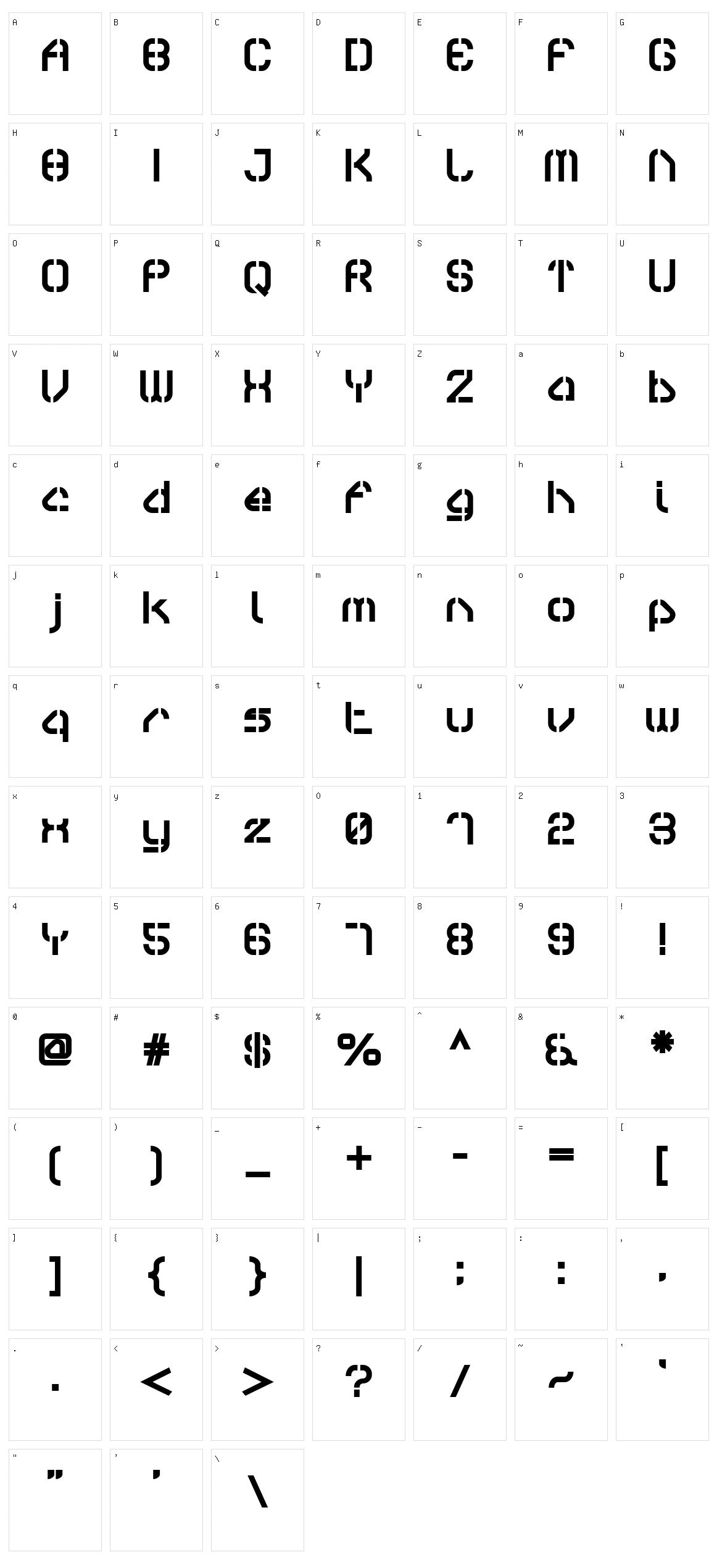 Sylar Stencil Character Set