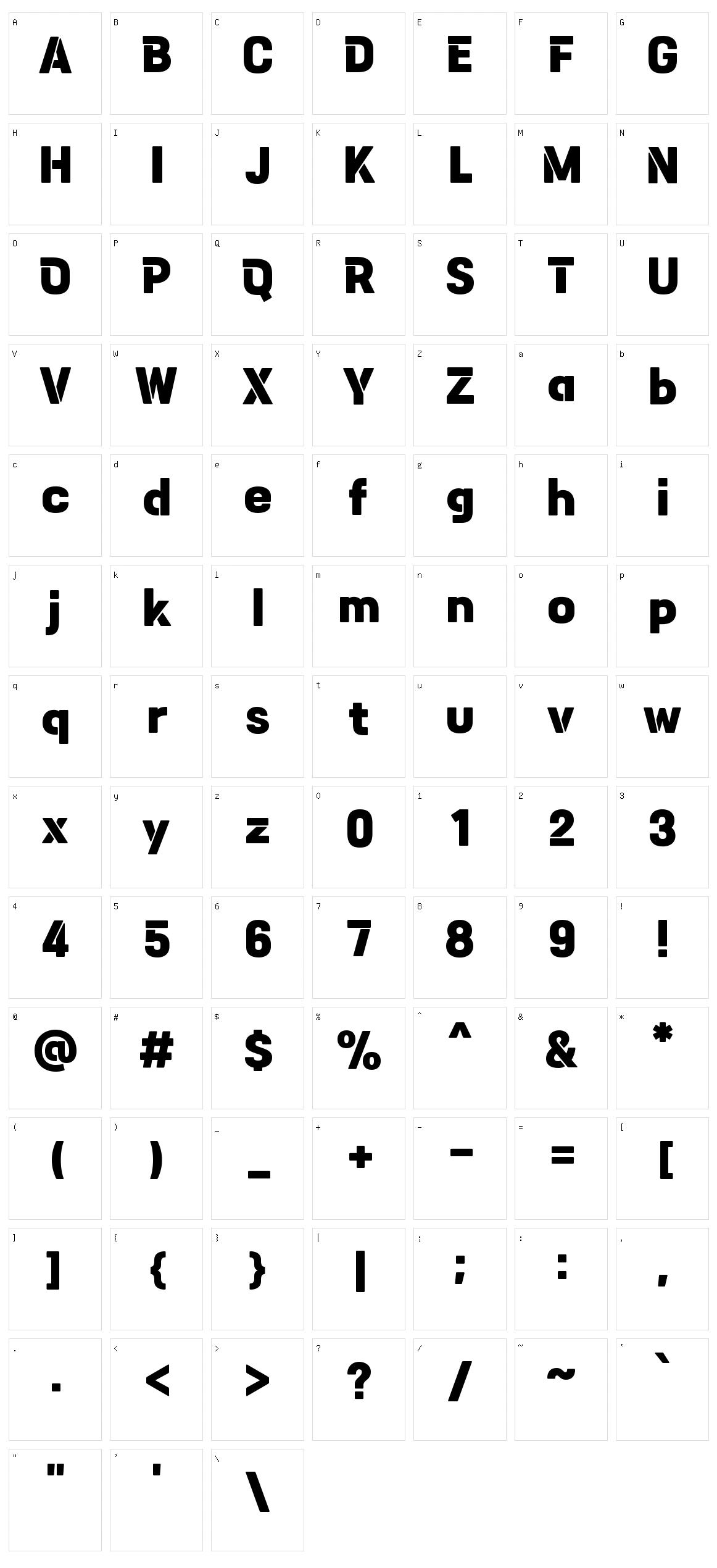 Tenada Character Set