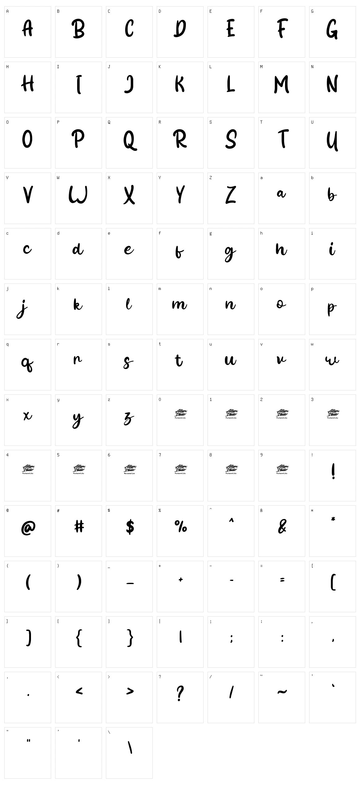 Yasminda Character Set