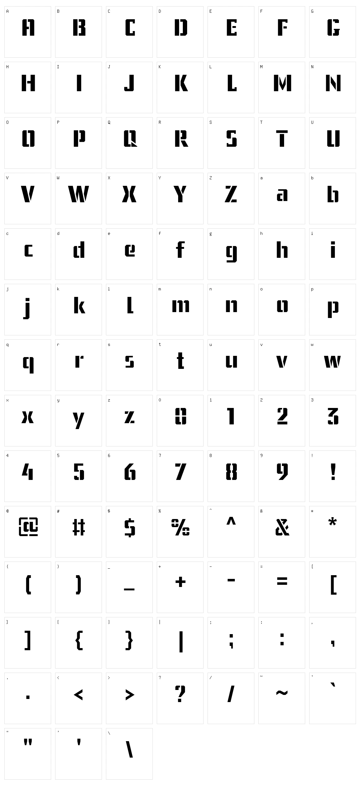 USSR Stencil Character Set