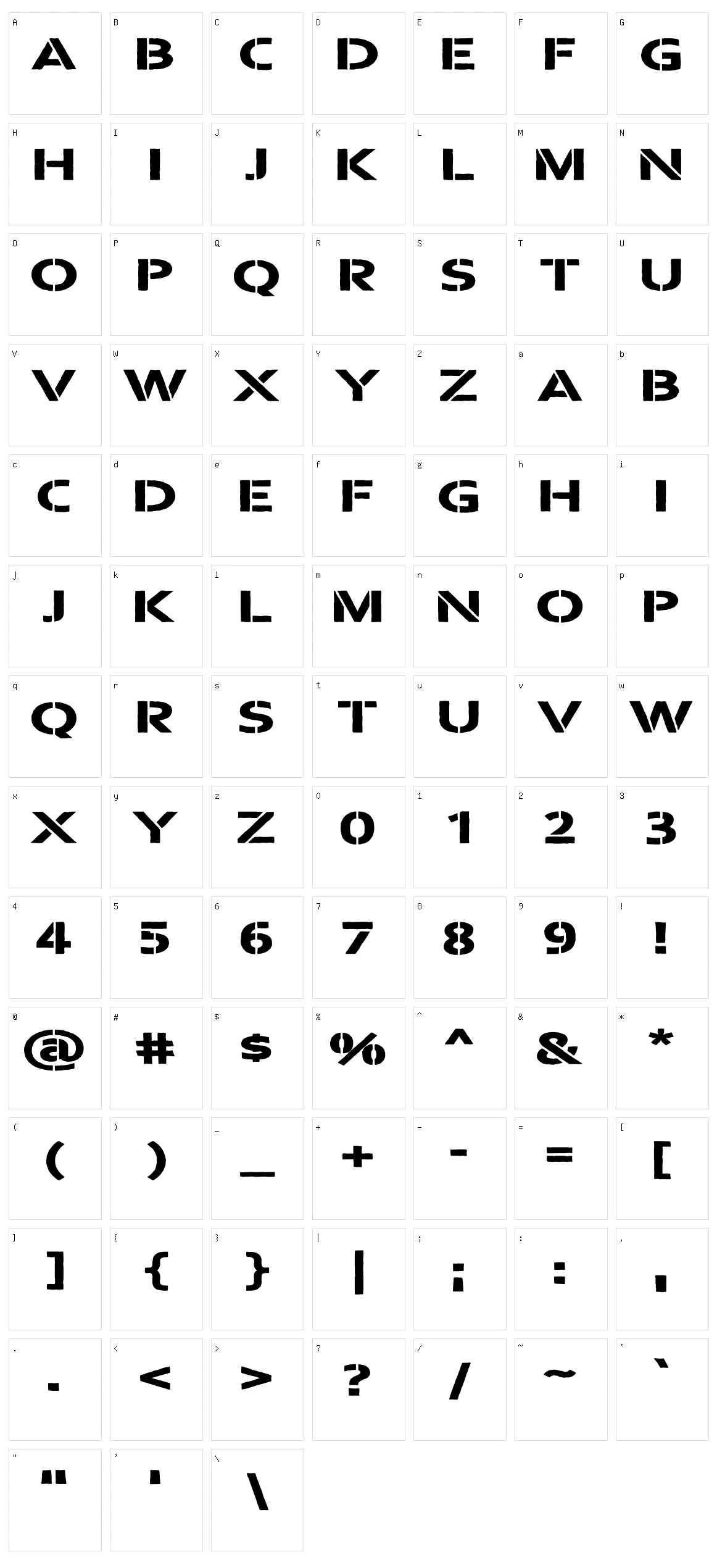 Warzone Stencil Character Set