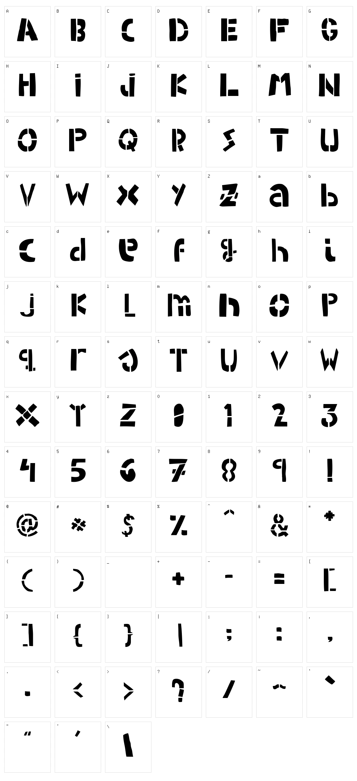 Woodcutter Army (stencil) Character Set