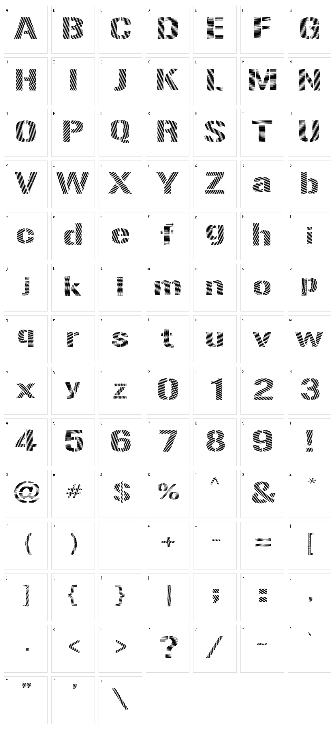 Woodcutter Optical Army Character Set