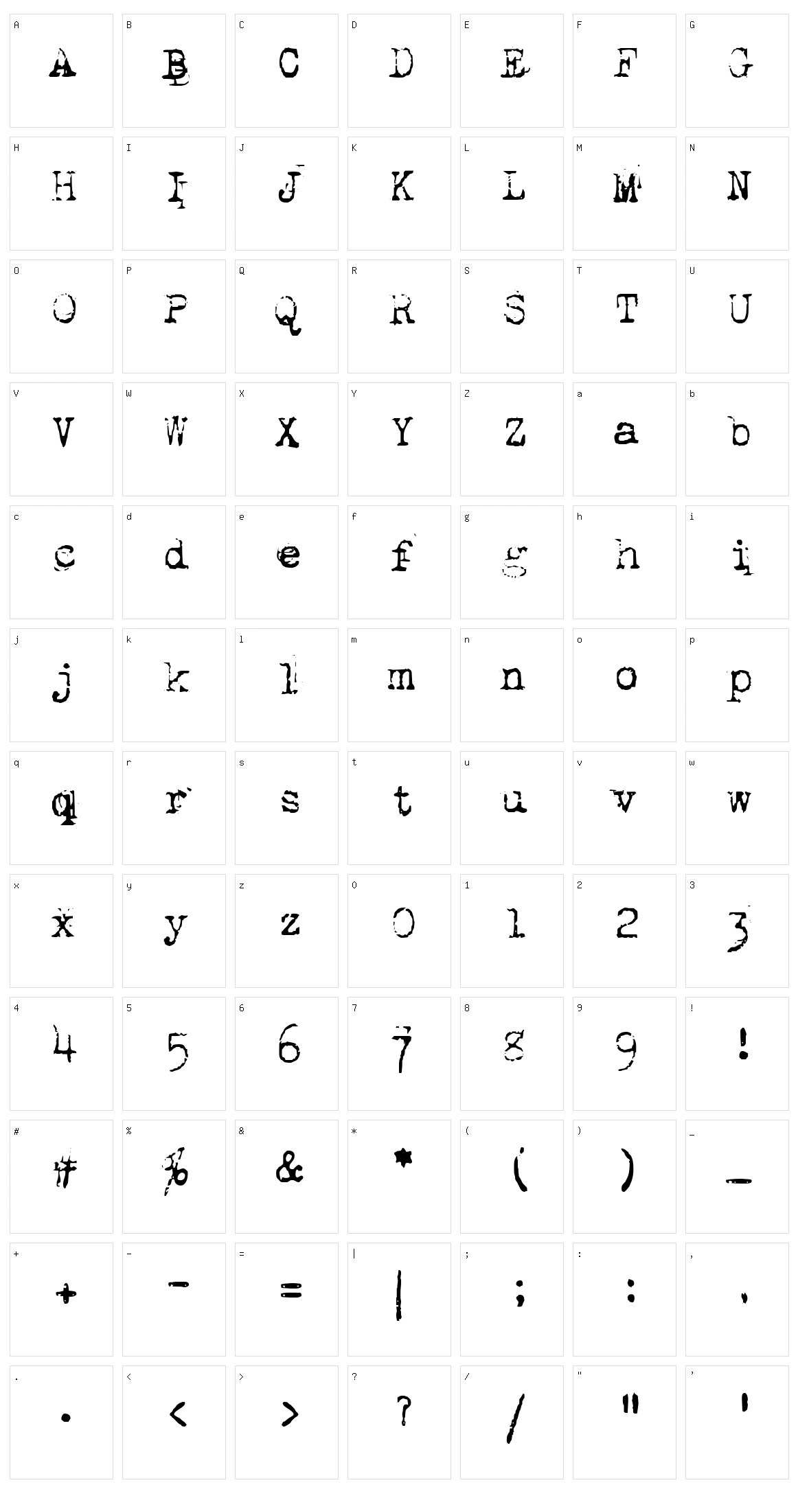 1942 Report Character Set