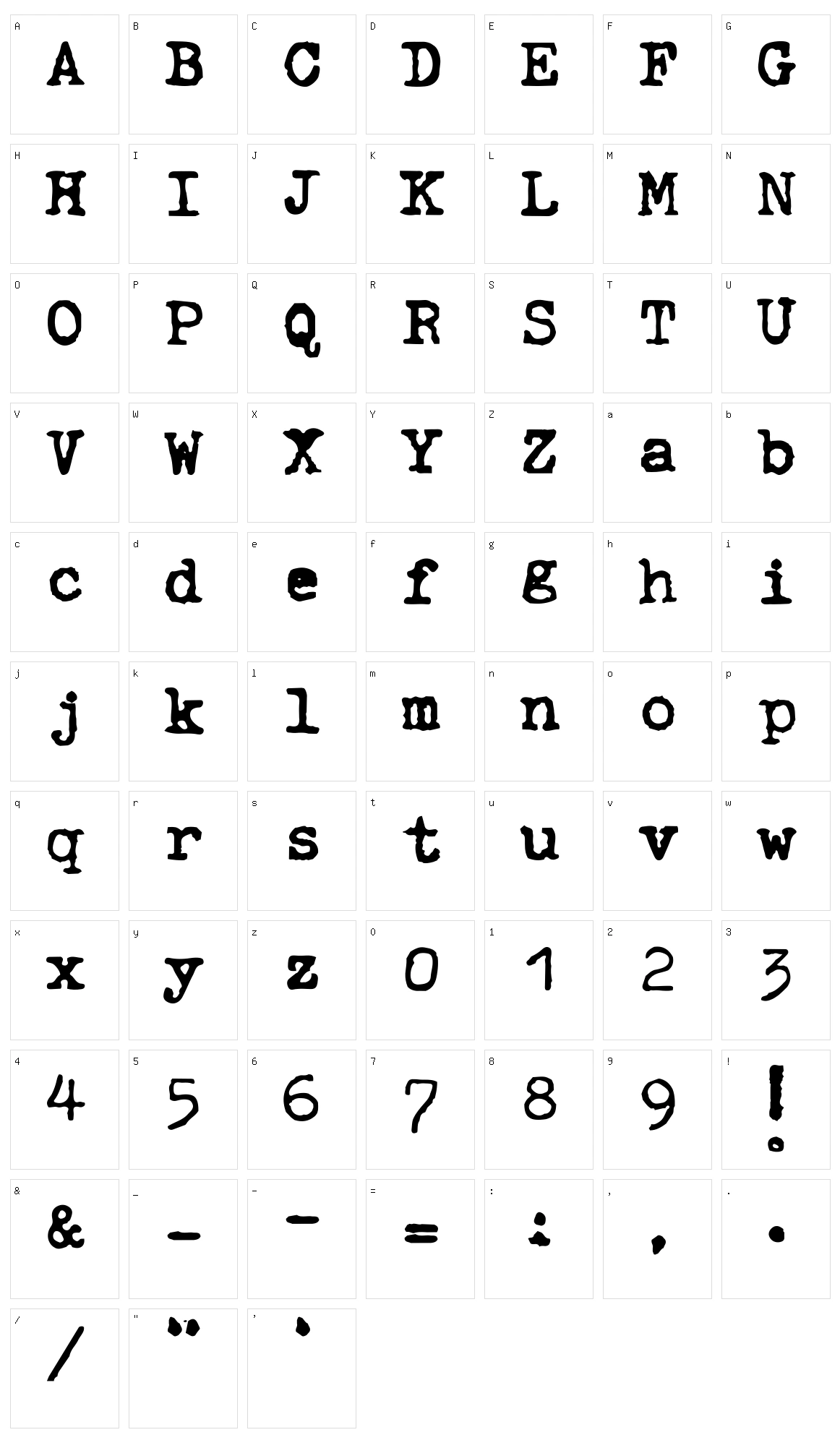 A Habesha's Typewriter Character Set