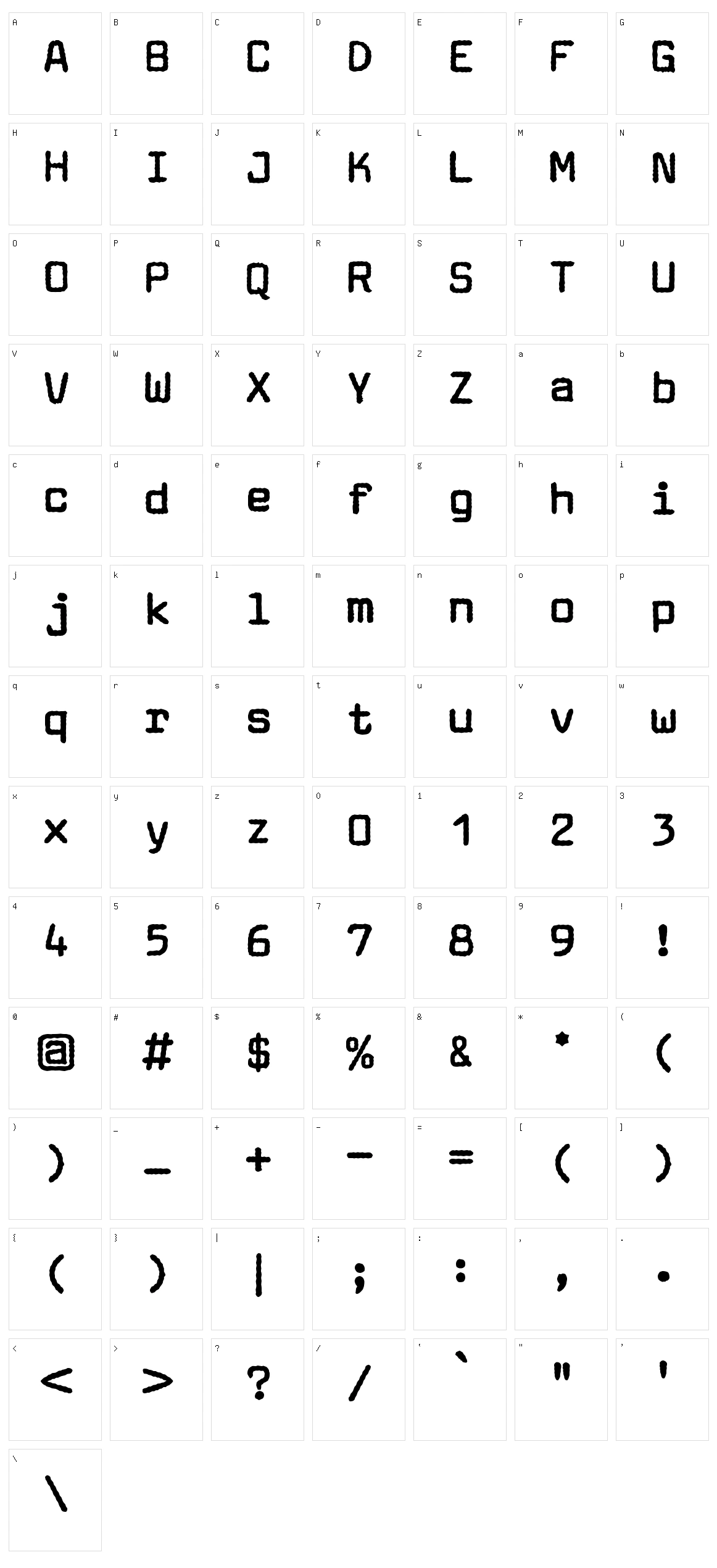 Aachen Typewriter Character Set