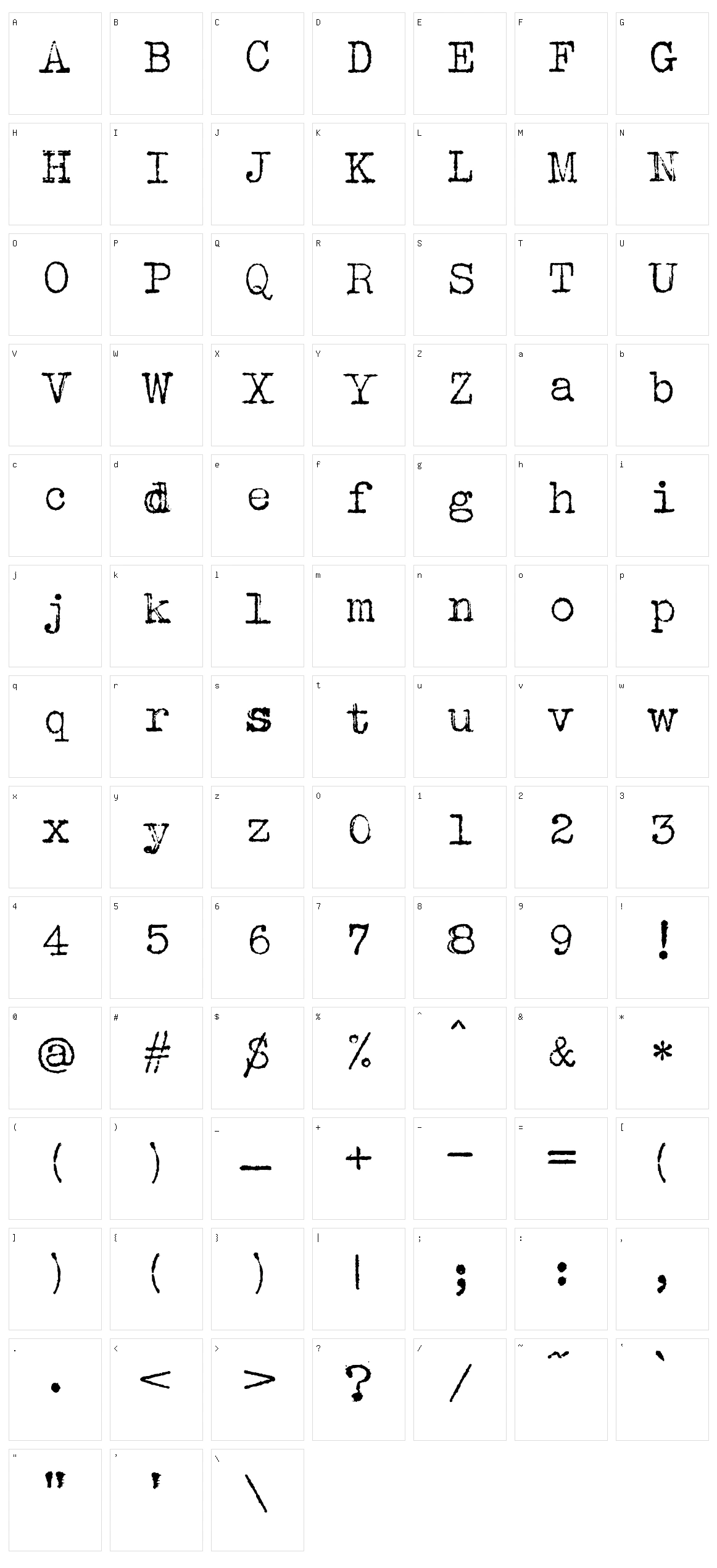 Albertsthal Typewriter Character Set