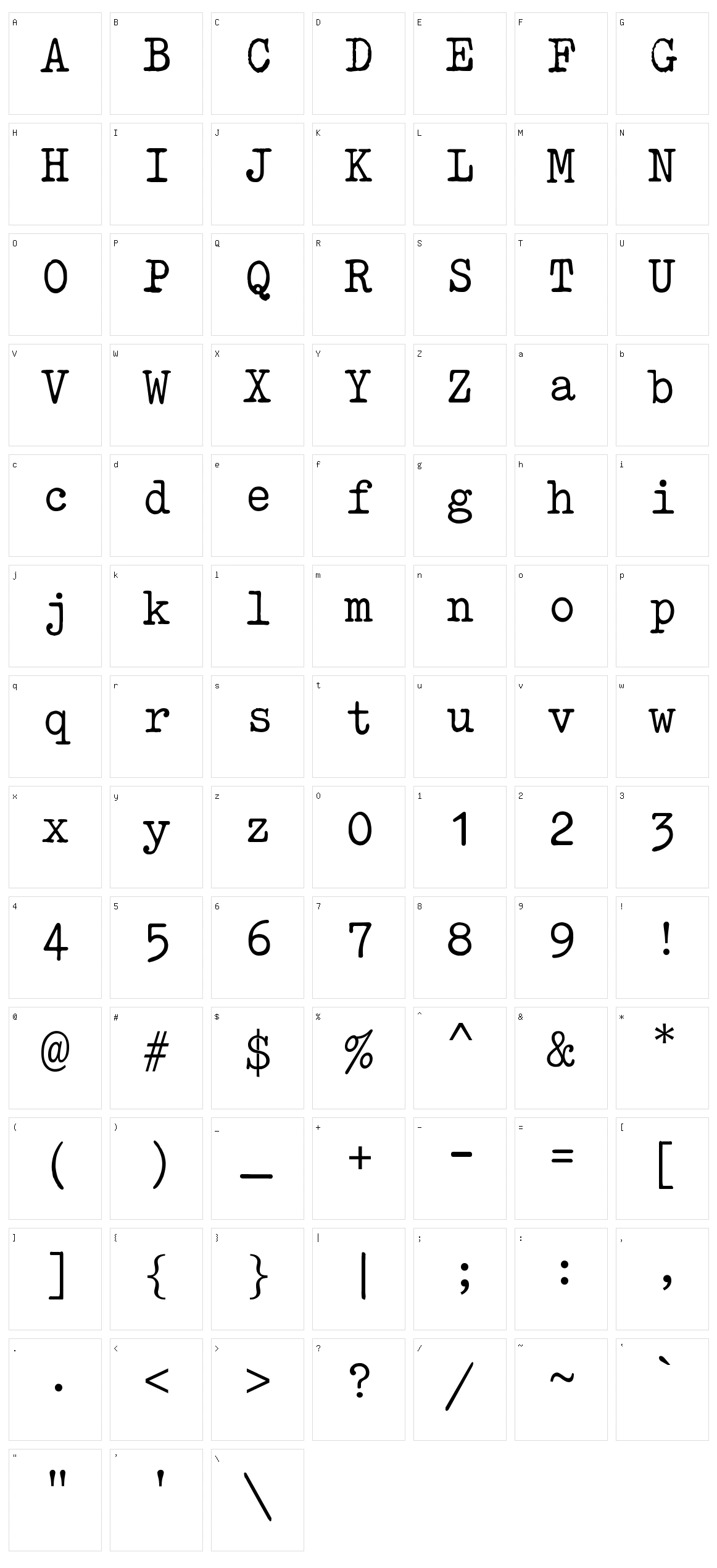 AM Type1 Character Set