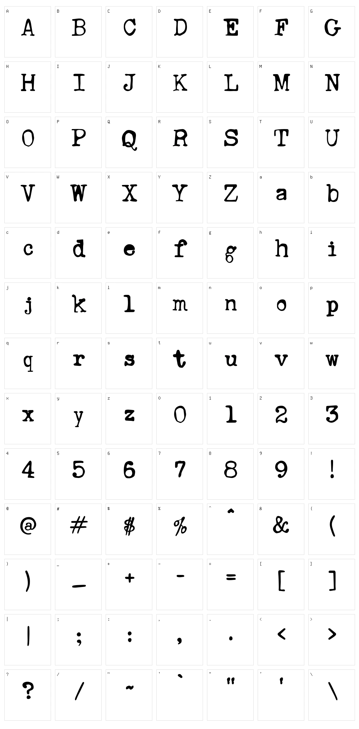 Ana's Rusty Typewriter Character Set