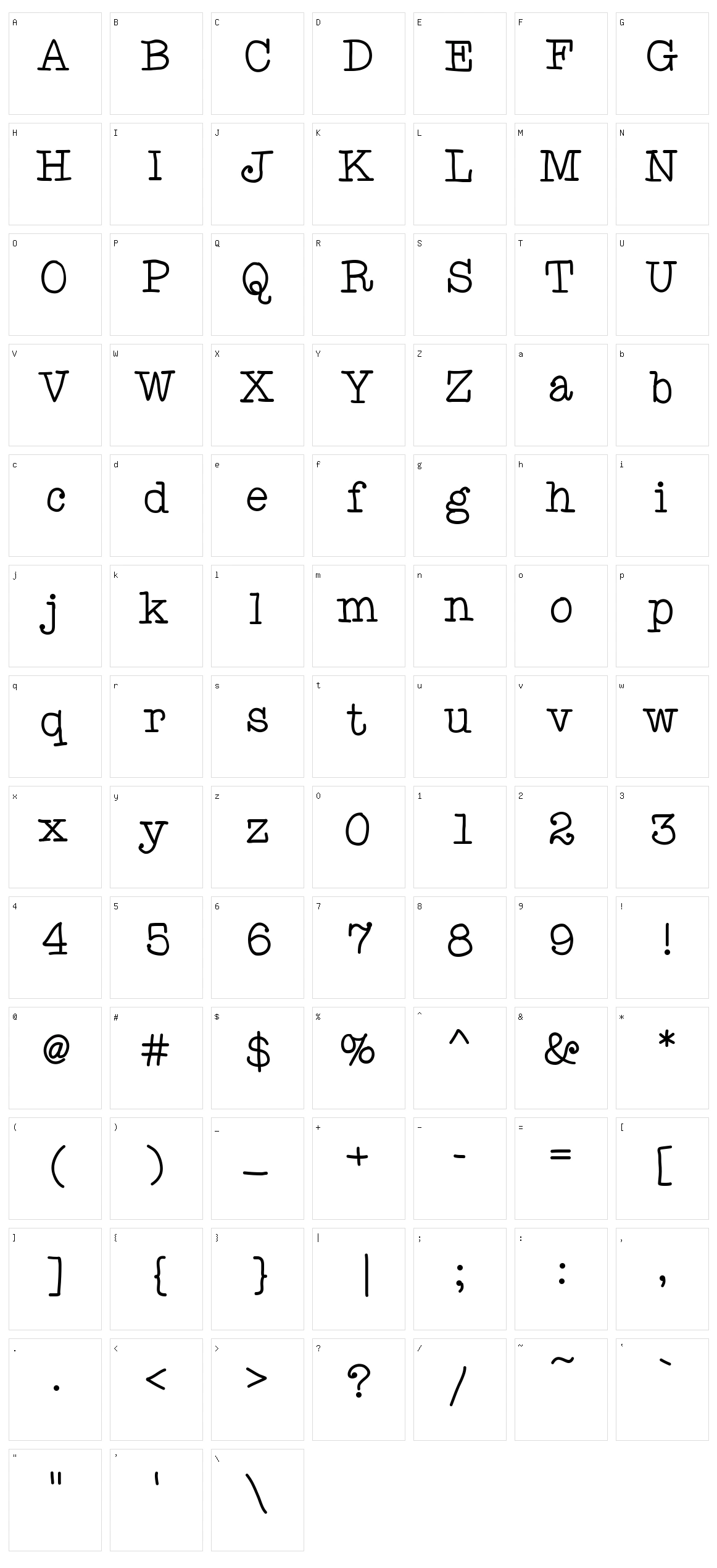 Ani Typewriter Character Set
